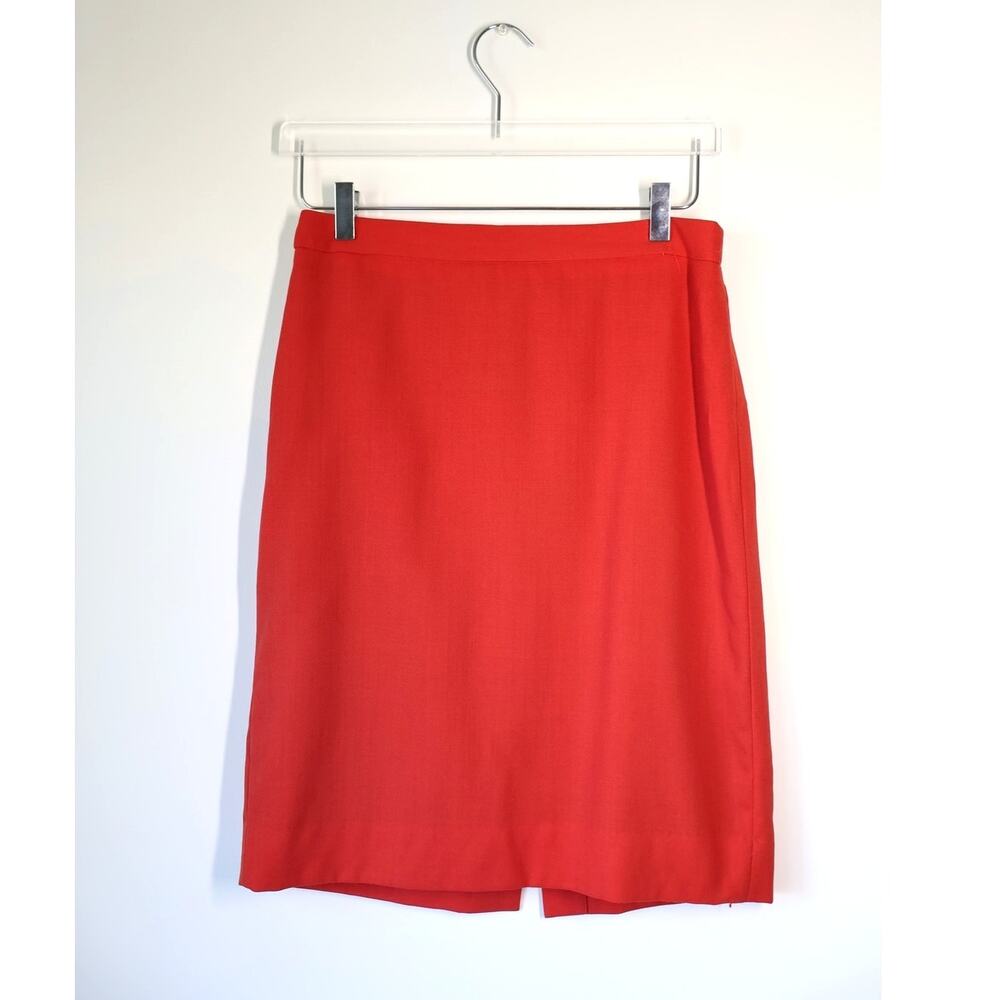 J.CREW Red Orange No. 2 Pencil Skirt Tailored Wool Office Preppy Academia Sz 8